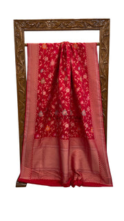 Pure Katan Silk Banarasi Handloom Saree - All over Jaal Work With Meenakari - The Handlooms