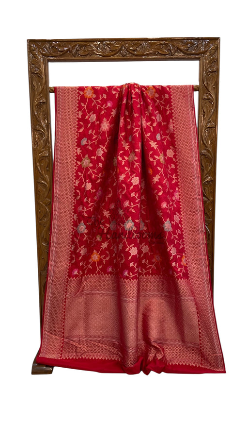 Pure Katan Silk Banarasi Handloom Saree - All over Jaal Work With Meenakari - The Handlooms