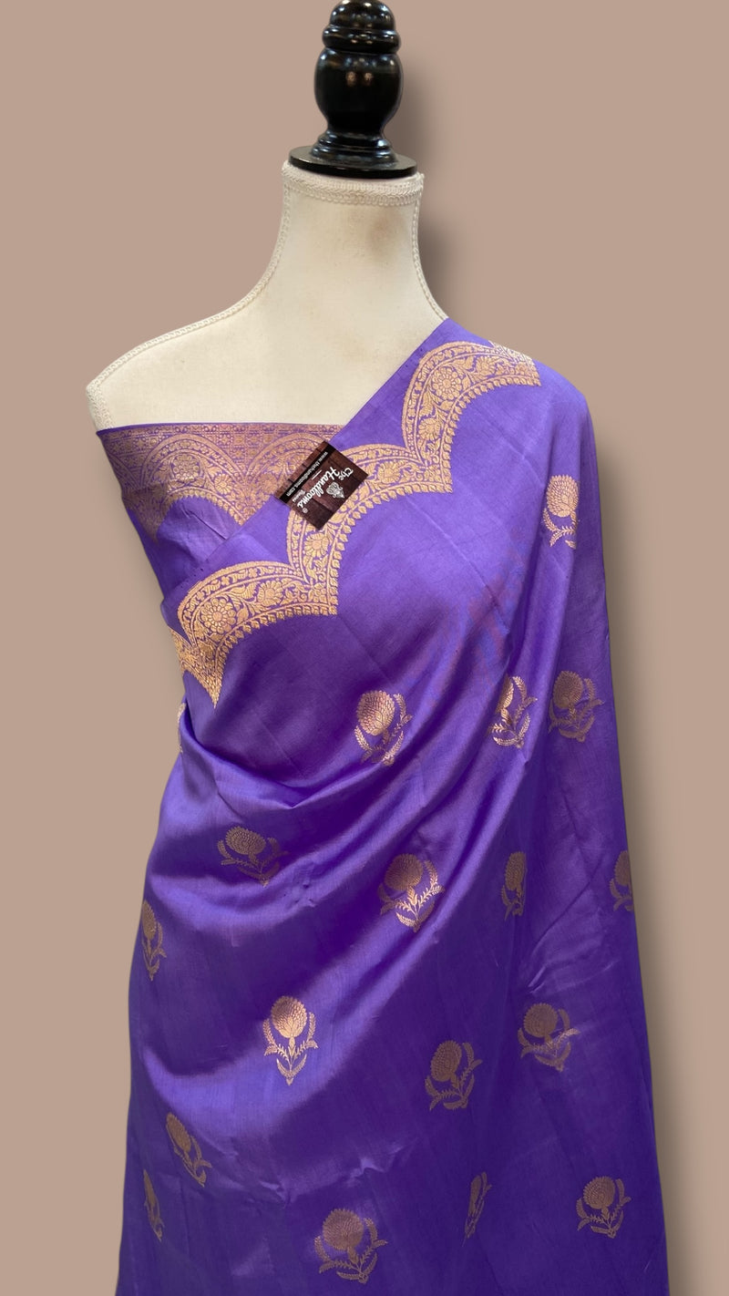 Pure Katan Silk Banarasi Handloom Saree - All over Kadua motifs - The Handlooms