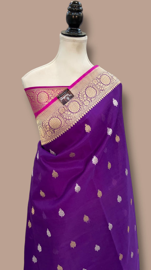 Pure Kora Handloom Banarasi All Over Kadua Motifs Saree - The Handlooms