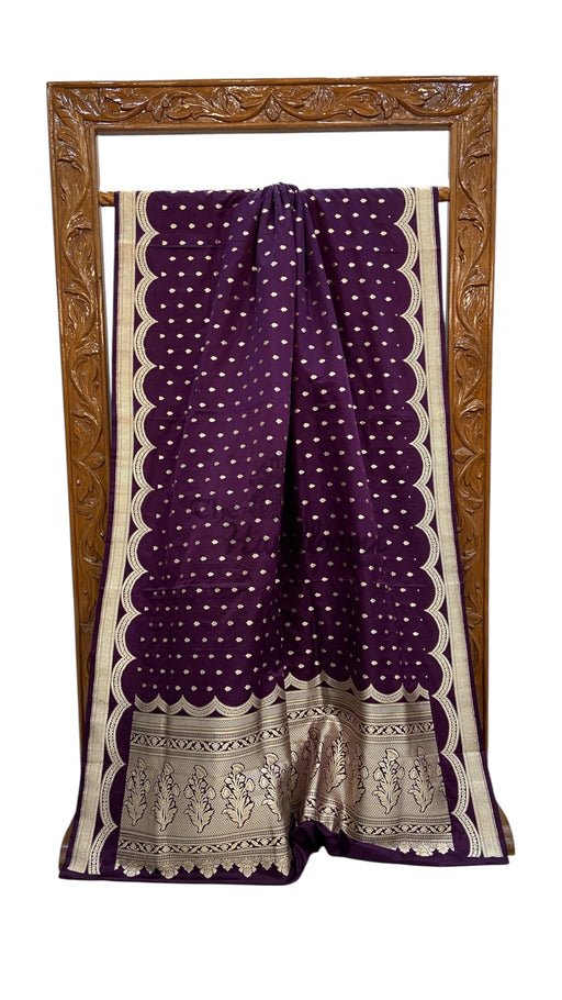 Pure Satan Silk Banarasi Handloom Saree - All over Motifs Work - The Handlooms