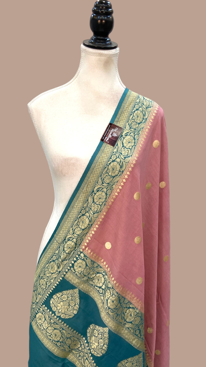 Pure Moonga Georgette Handloom Banarasi Dupatta - The Handlooms