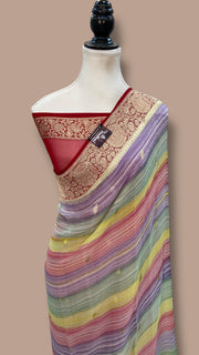 Pure Khaddi Georgette Handloom Banarasi Saree - Water Zari - The Handlooms