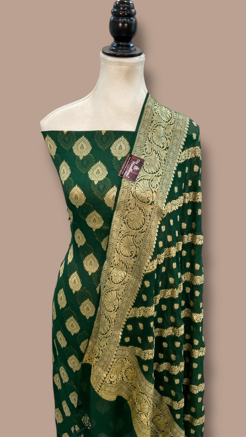 Pure Chiffon Khaddi Banarasi Dress material - The Handlooms