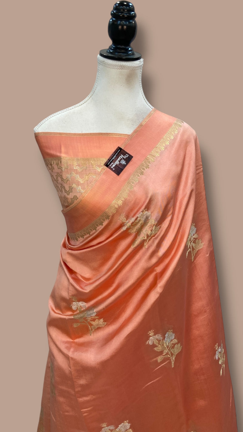 Pure Mango Silk Banarasi Handlokom Saree - The Handlooms