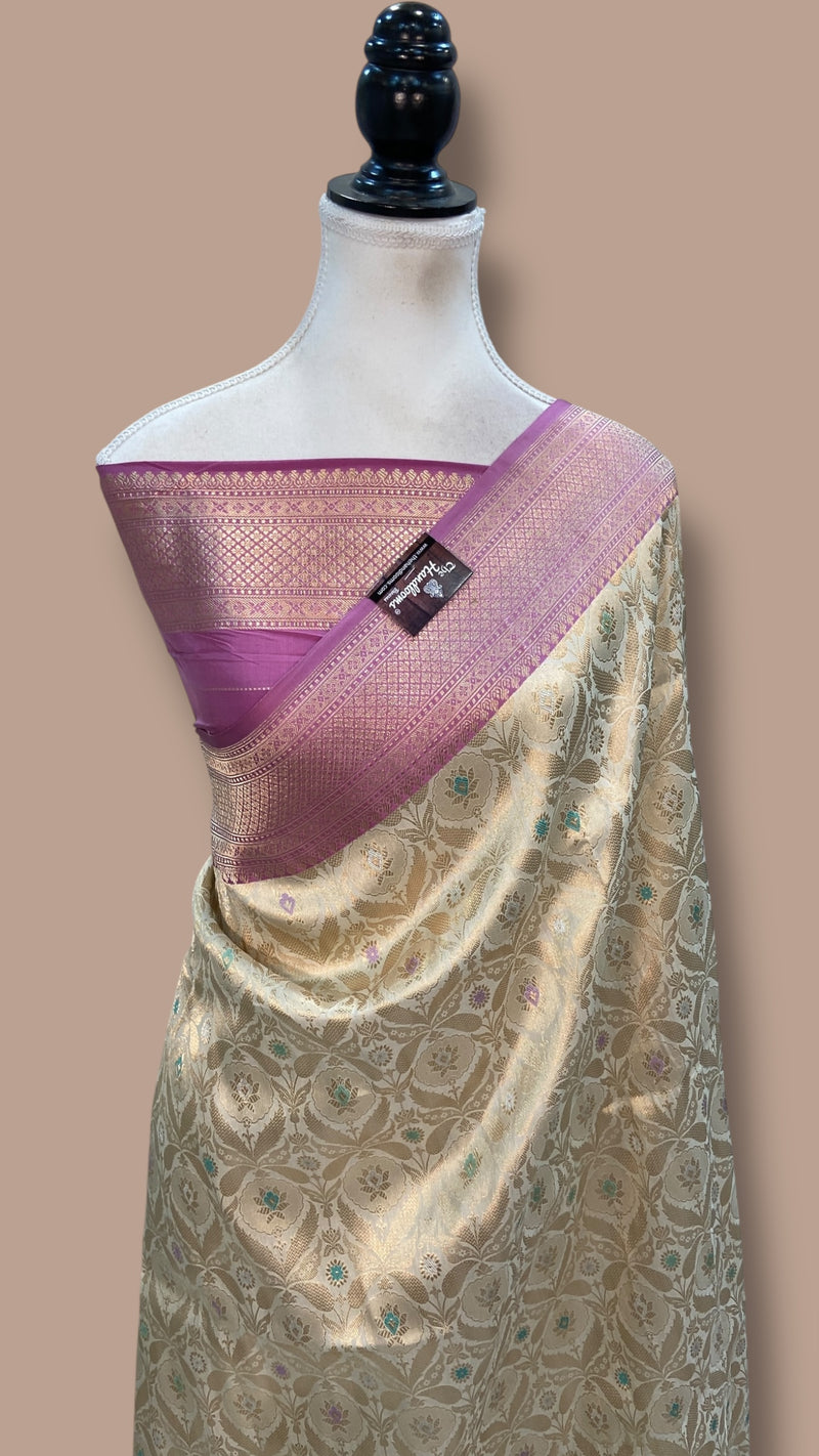 Ektara Pure Katan Silk Banarasi Handloom Saree - Tanchui Brocade Satan Border - The Handlooms