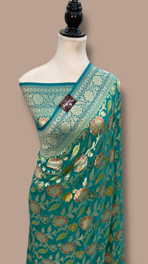 Pure Khaddi Georgette Banarasi Saree - Water zari - The Handlooms