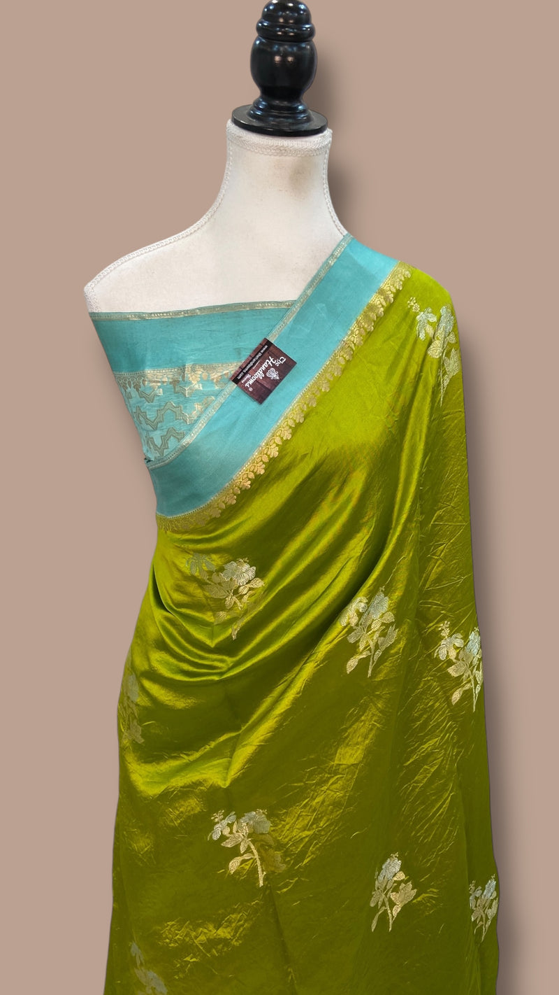 Pure Mango Silk Banarasi Handlokom Saree - The Handlooms