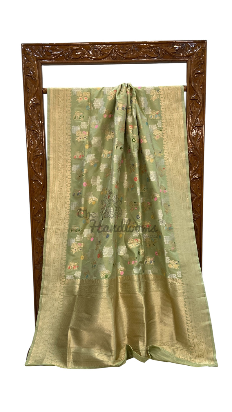 Ektara Pure Katan Silk Banarasi Handloom Saree - All Over Kadiyal Jaal Work - The Handlooms