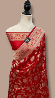 Pure Katan Silk Banarasi Handloom Saree - All Over Sona Roopa Jaal Work - The Handlooms
