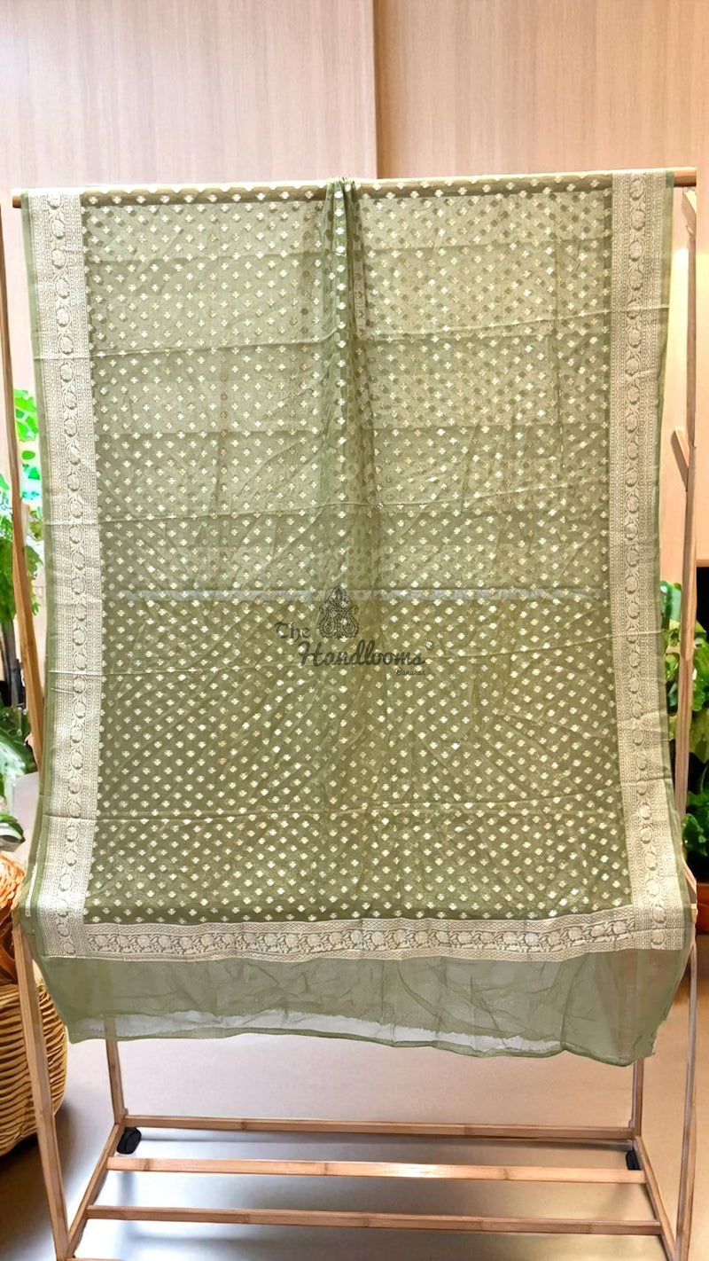 Pure Khaddi Georgette Handloom Dupatta - The Handlooms