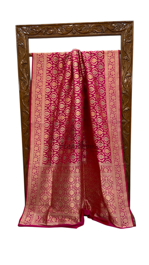 Pure Katan Silk Banarasi Handloom Saree - All over Jaal Work With Meenakari - The Handlooms