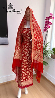 Khaddi Georgette Banarasi Dress material Water Zari - The Handlooms