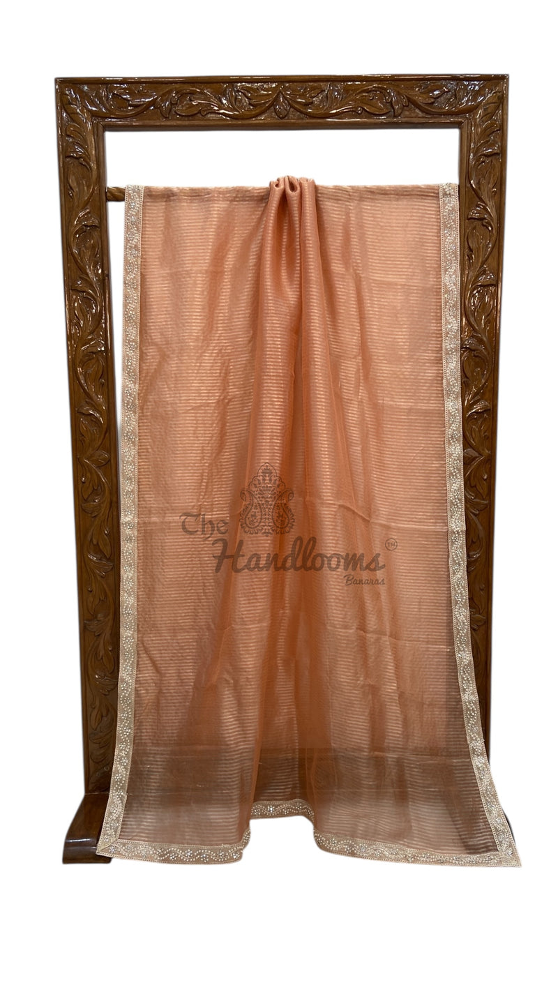 Pure Kora Tissue Handloom Banarasi Saree With Lace