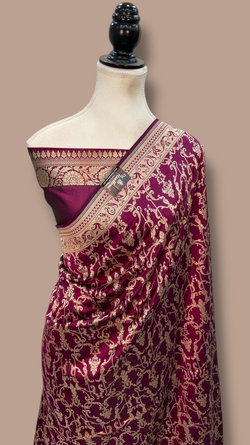 Pure Katan Silk Banarasi Handloom Saree - All Over Jaal Work