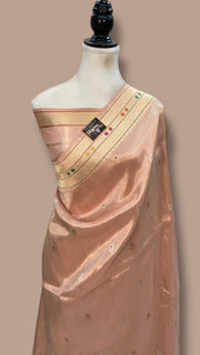 Pure Katan Tissue Silk Handloom Banarasi Saree - All Over Kadua Motifs - The Handlooms