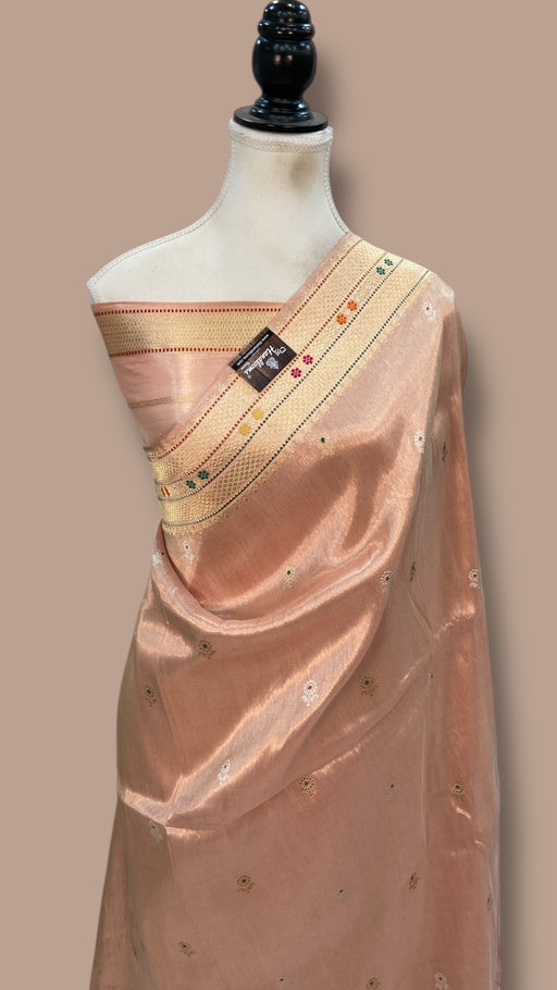 Pure Katan Tissue Silk Handloom Banarasi Saree - All Over Kadua Motifs - The Handlooms