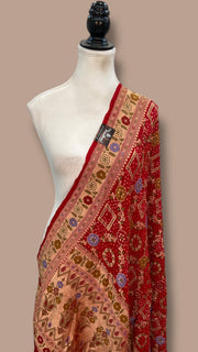 Pure Georgette Banarasi Bandhej Handloom Dupatta - The Handlooms
