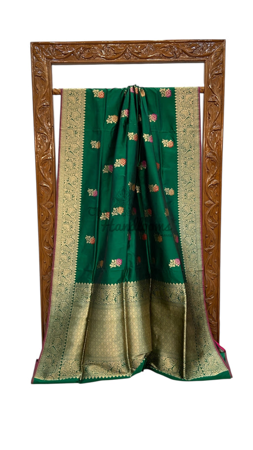 Pure Katan Silk Banarasi Handloom Saree - All over Jaal Work With Meenakari - The Handlooms