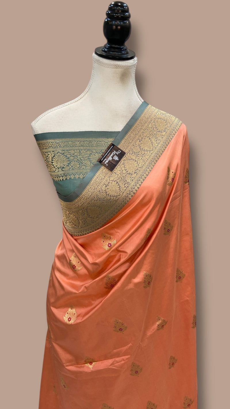 Pure Katan Silk Banarasi Handloom Saree - All Over Kadua Motifs - The Handlooms