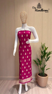 Pure Moonga Georgette Banarasi Dress material - The Handlooms