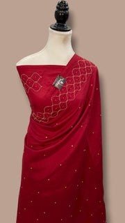 Pure Moonga Georgette Handloom Banarasi Saree With Handwork - The Handlooms