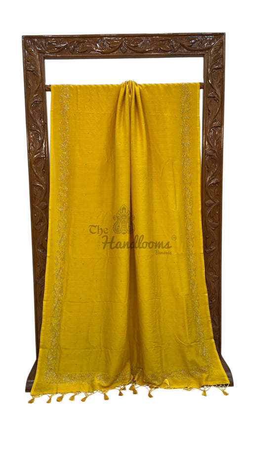 Pure Moonga Georgette Handloom Banarasi Saree With Handwork - The Handlooms