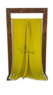 Pure Crepe Silk Handloom Banarasi Saree with Handwork - The Handlooms