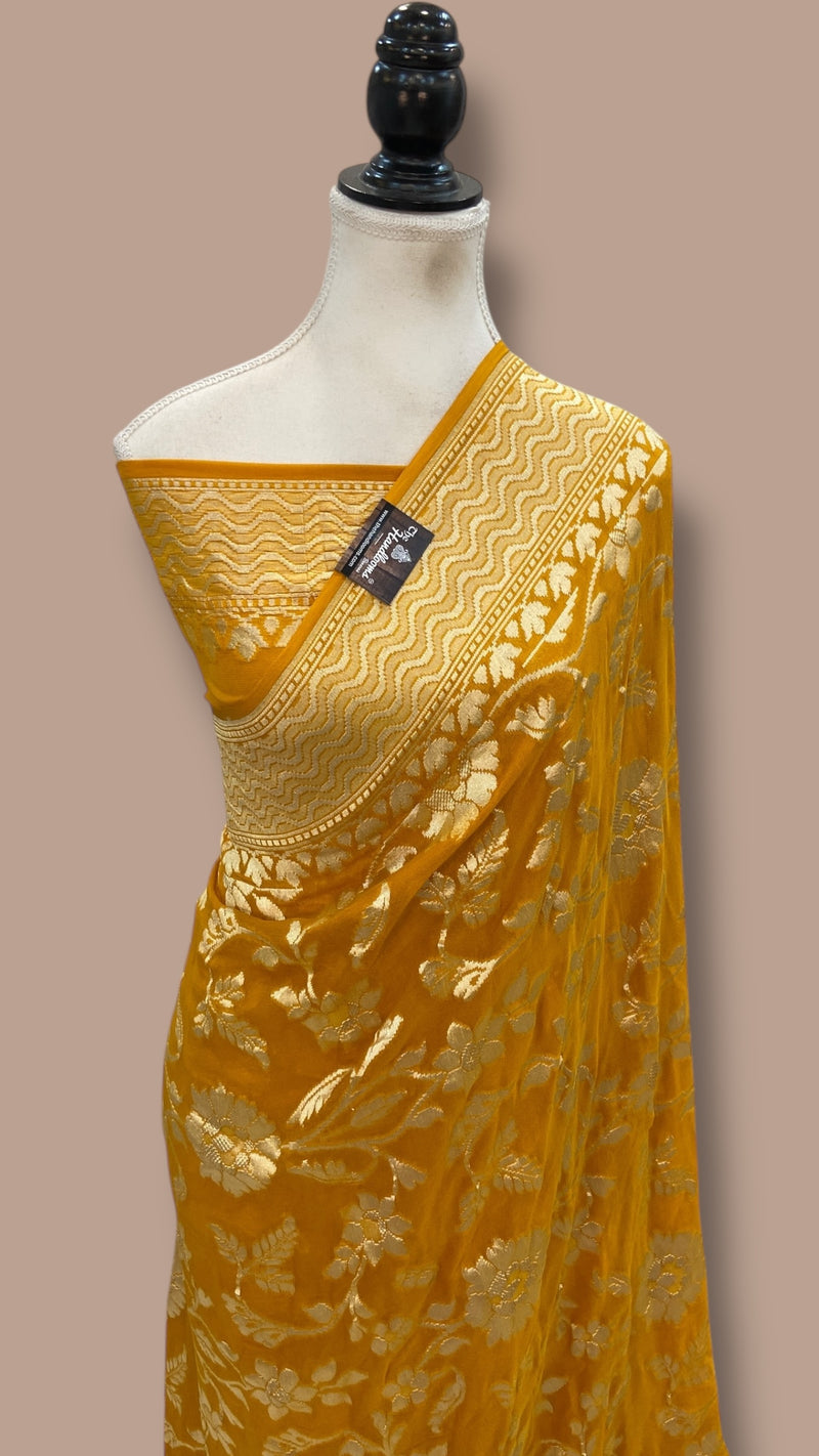 Khaddi Georgette Handloom Banarasi Saree - The Handlooms