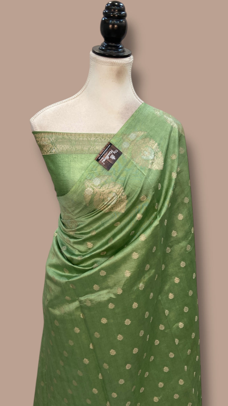 Pure Mango Silk Banarasi Handlokom Saree