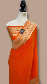 Khaddi Georgette Handloom Banarasi Saree - The Handlooms