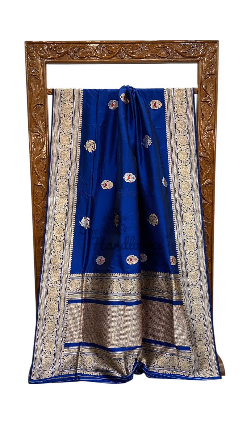 Pure Katan Silk Banarasi Handloom Saree - All Over Kadiyal Boota