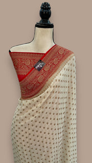 Khaddi Georgette Handloom Banarasi Saree -  Antique zari - The Handlooms