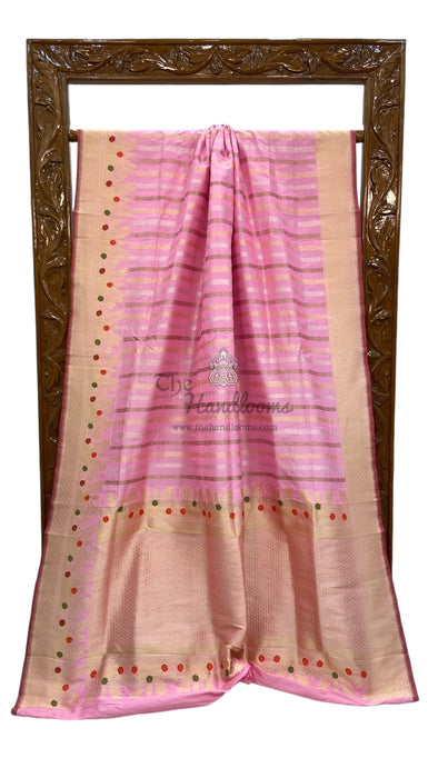 Pure Katan Silk Banarasi Handloom Saree - All over soona roopa Kadua stripe