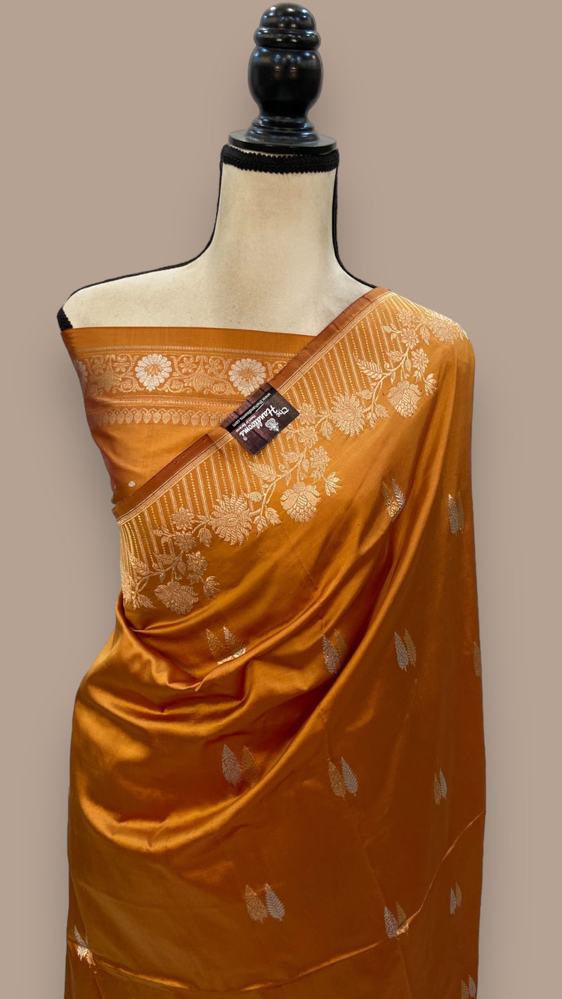 Pure Katan Silk Banarasi Handloom Saree - All over Kadua motifs - The Handlooms
