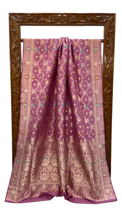 Pure Katan Silk Banarasi Handloom Saree - All over Jaal work - With Meenakari