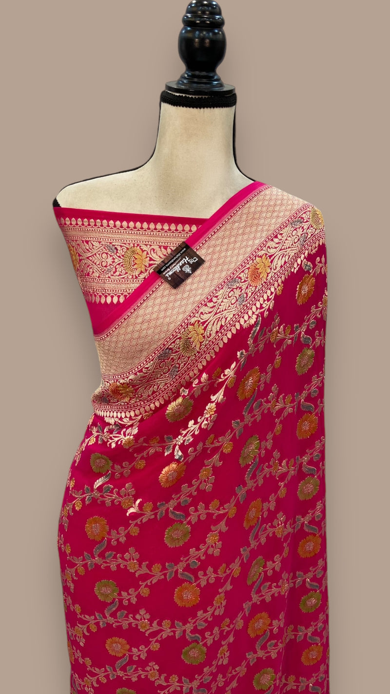 Khaddi Georgette Handloom Banarasi Saree - The Handlooms