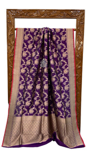 Pure Katan Silk Banarasi Handloom Saree - All over Jaal work with Meenakari - The Handlooms