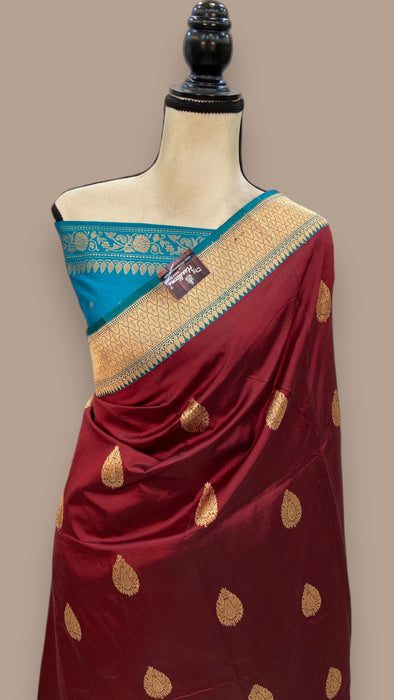 Pure Katan Silk Banarasi Handloom Saree - All over Kadua motifs