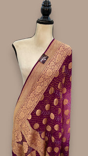 Pure Georgette Banarasi Bandhej Handloom Dupatta - The Handlooms