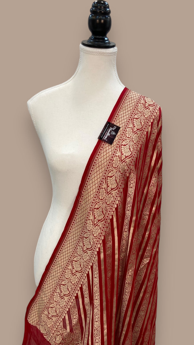 Khaddi Georgette Handloom Banarasi Dupatta - The Handlooms
