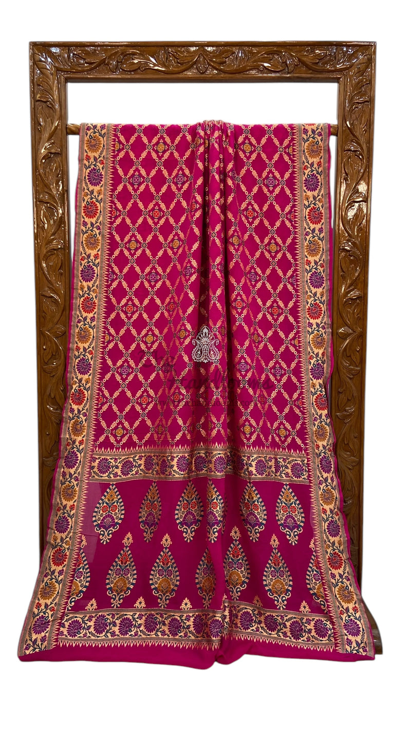 Pure Georgette Banarasi Handloom Saree - with meenakari work - The Handlooms