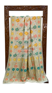 Pure Khaddi Georgette Handloom Banarasi Saree - All over Jaal Work With Meenakari - The Handlooms