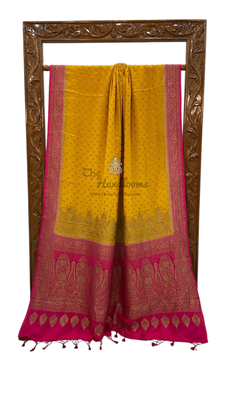 Khaddi Crepe Georgette Banarasi Saree -  Antique zari - The Handlooms