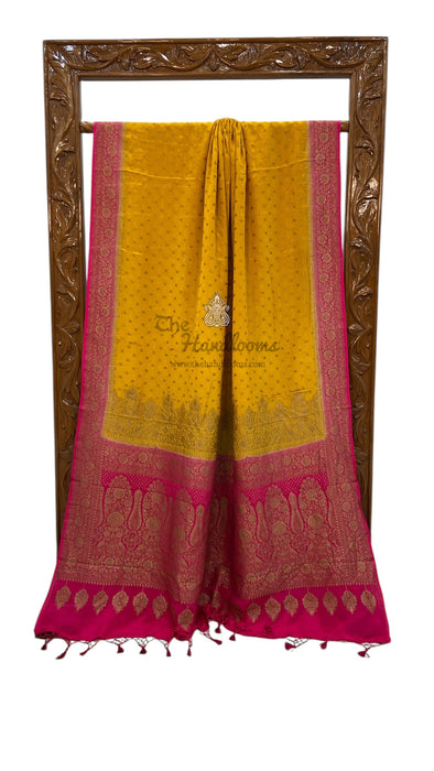 Khaddi Crepe Georgette Banarasi Saree -  Antique zari