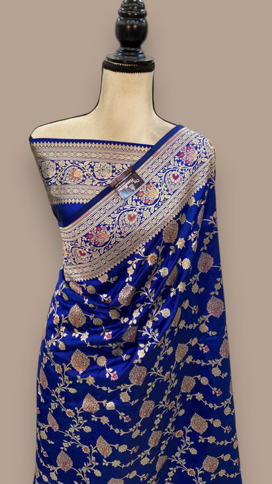 Pure Katan Silk Banarasi Handloom Saree - All over Jaal work - With Meenakari