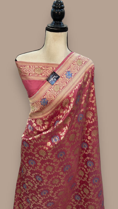 Pure Katan Silk Banarasi Handloom Saree - All over Jaal work - With Meenakari