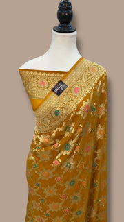 Pure Georgette Banarasi Handloom Saree - with meenakari work - The Handlooms