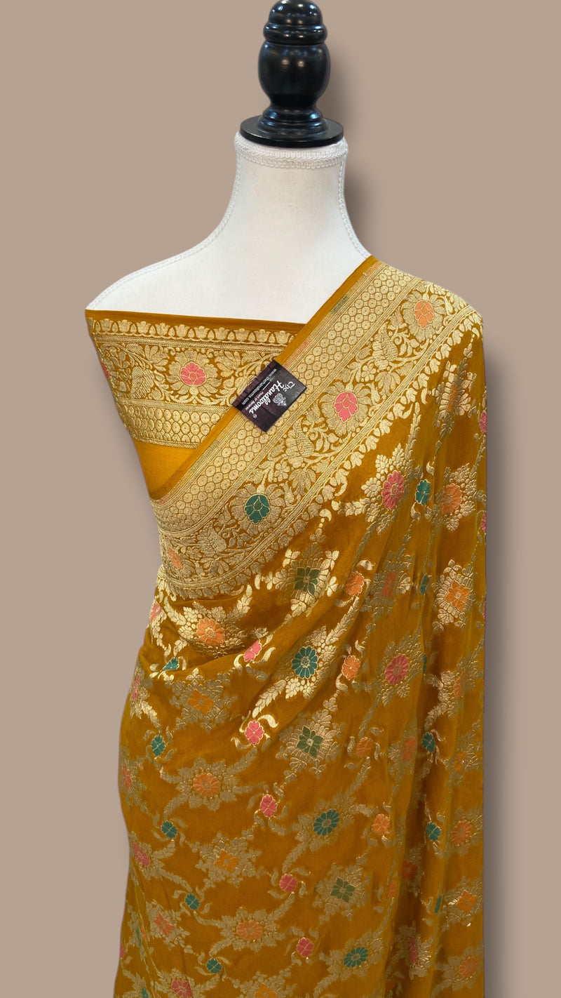 Pure Georgette Banarasi Handloom Saree - with meenakari work - The Handlooms