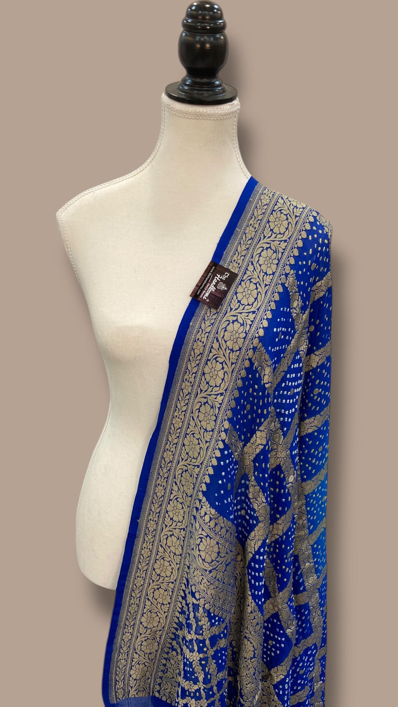 Pure Georgette Banarasi Bandhej Handloom Dupatta - The Handlooms